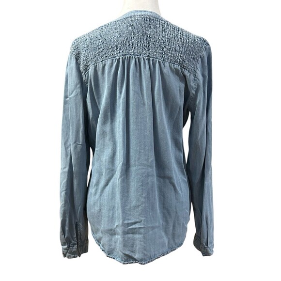 For The Republic Denim Smocked Button Down Top‎ Sz S - Picture 4 of 6